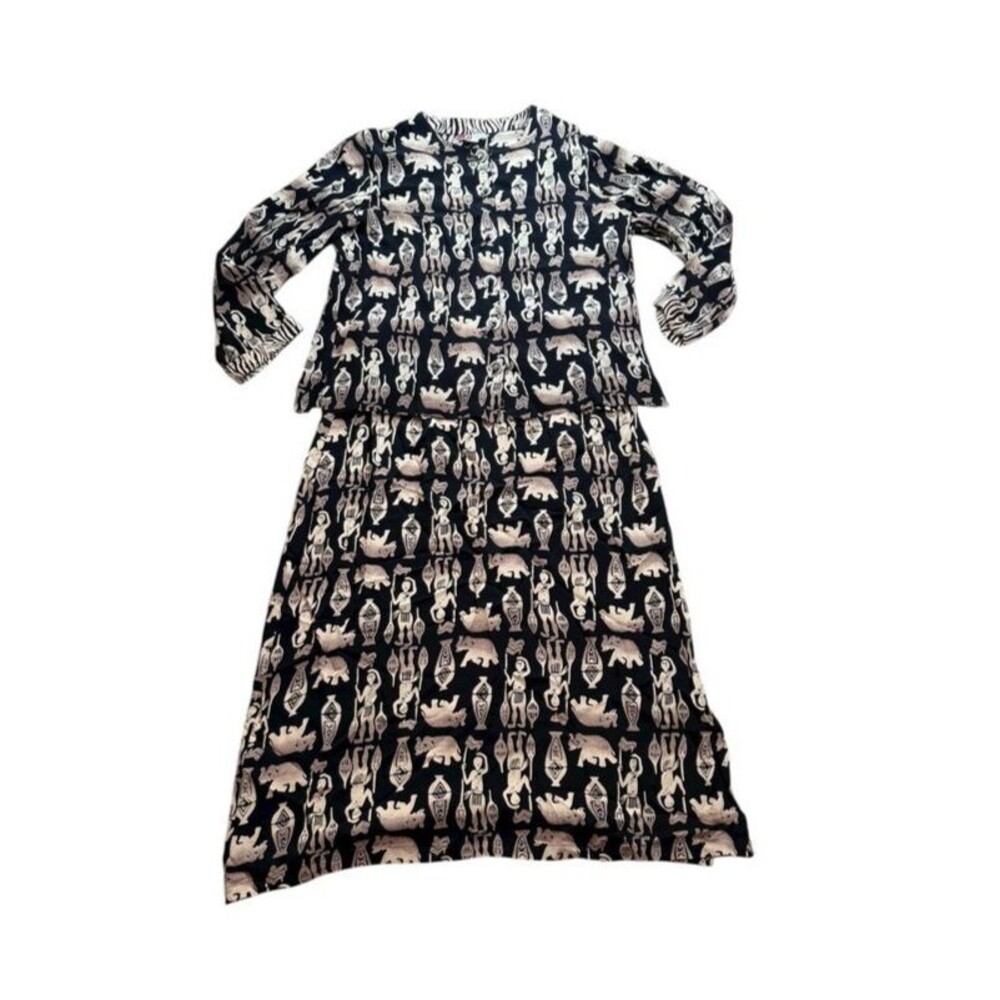 JM Jennifer Moore VTG 2 Piece Skirt Blouse Set Women's Plus Size 18 Tribal Egypt